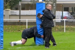 Pat Barnard, le pilier du CA Brive, s'est entrainé à part dans la séance de mardi après-midi