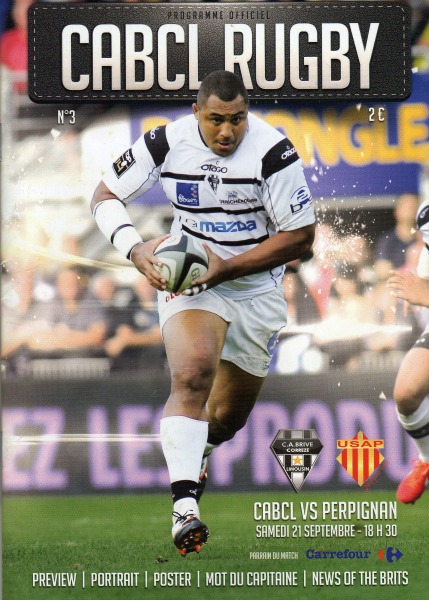 Le portrait de Sisa Koyamaibole dans le programme officiel du CA Brive