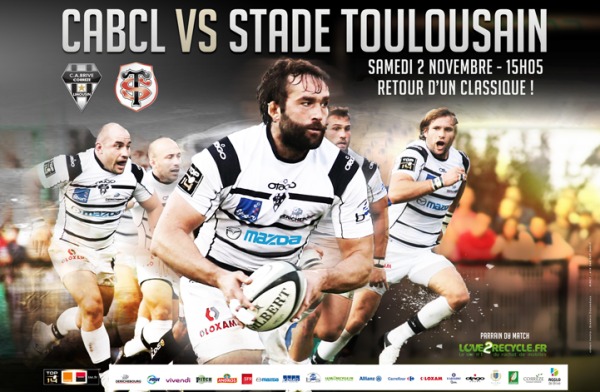 L'affiche du match de Top14 entre le CA Brive et le Stade Toulousain