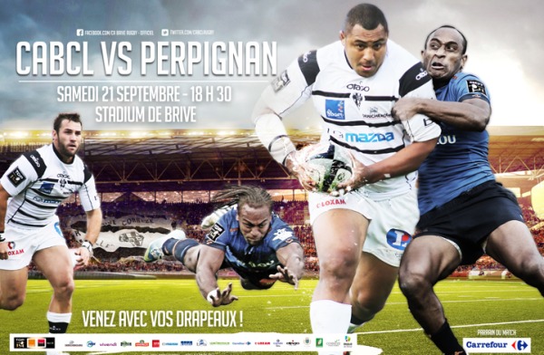 l'affiche du match entre le CA Brive et Perpignan