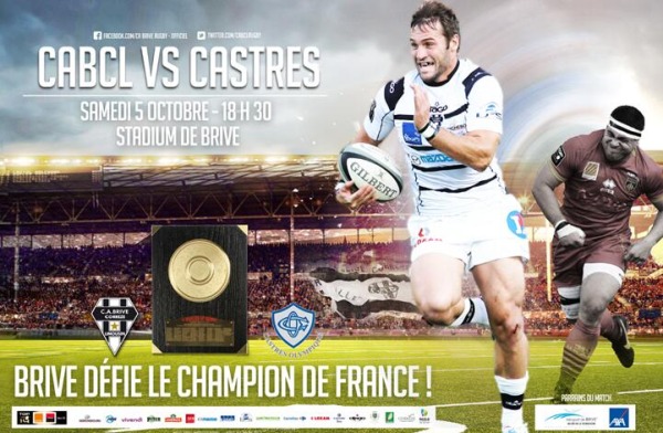 l'affiche du match de Top14 entre le CA Brive et Castres