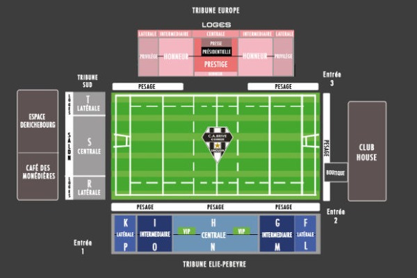 Le plan du stade Amédée-Domenech, antre du CA Brive