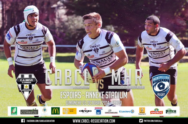 L'affiche du match Espoirs entre le CA Brive et le Montpellier Herault Rugby