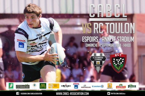 L'affiche du match Espoirs entre le CA Brive et le Rugby Club Toulonnais