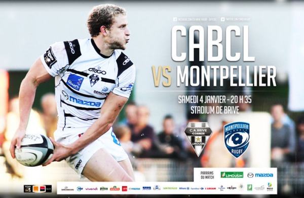 L'affiche du match de Top 14 entre le CA Brive et le Montpellier Hérault Rugby