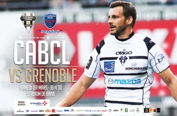 L'affiche du match de Top 14 entre le CA Brive et le FC Grenoble