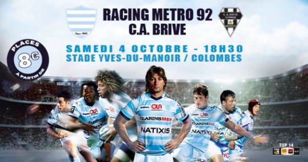 L'affiche du match de Top 14 entre le Racing Métro 92 et le CA Brive