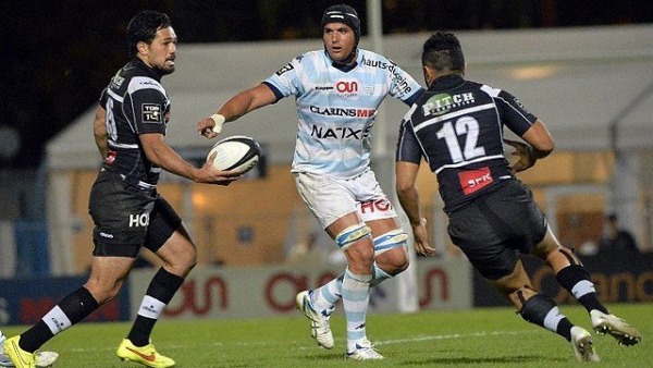 Alfie Mafi et Andrew Ma'ilei combinent pour mettre à mal la défense du Racing Métro 92