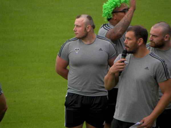 Le nouveau pilier gauche du CA Brive Vivien Devisme lors de la présentation de l'effectif de Brive pour la saison 2016/2017