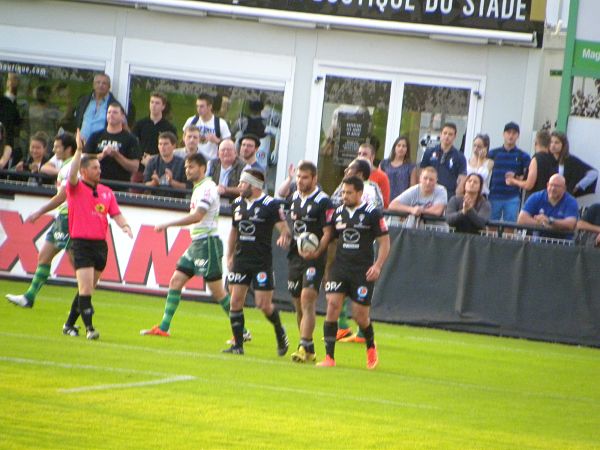 L'arrière de CA Brive Gaëtan Germain inscrit son deuxième essai de la saison face à la Section Paloise