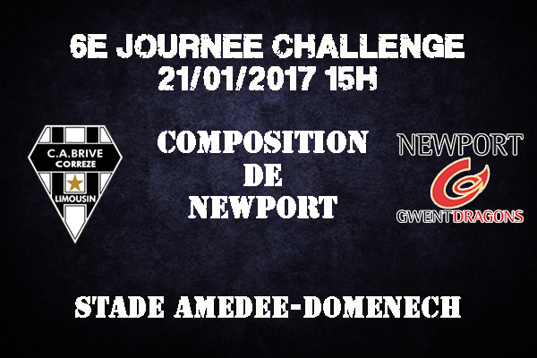 Composition de Newport pour affronter le CABCL à Amédée Domenech - saison 2016/2017