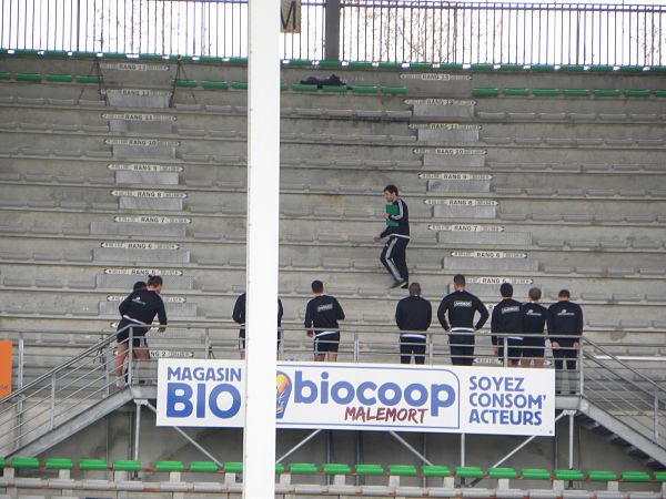 Les joueurs du CA Brive ont droit à une séance de physique pendant cette semaine d'entrainement entre le déplacement au Racing 92 et la réception du Rugby Club Toulonnais