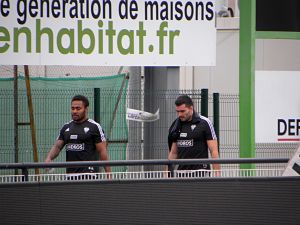 Les joueurs du CA Brive Benito Masilevu et Thomas Laranjeira en ont terminé de leur séance de physique