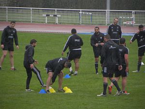 Les joueurs du CA Brive débutent leur semaine d'entrainement avant la réception de Montpellier sous la pluie
