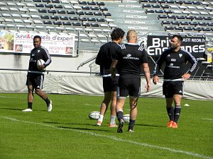 Arnaud Mignardi, Benjamin Lapeyre et Matthieu Ugalde effectuent un entrainement de récupération durant cette semaine sans match au programme du CA Brive