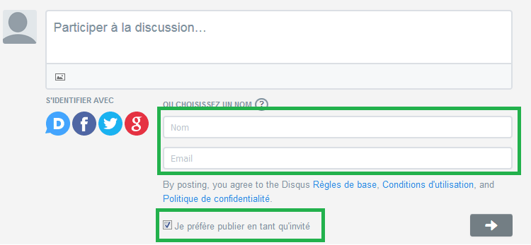 Disqus : Poster sans compte