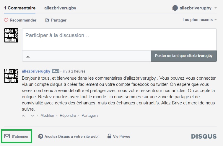 Disqus : Alertes notifications