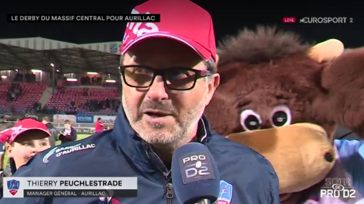 Réaction de Thierry Peuchlestrade après la victoire d'Aurillac sur Brive 14-11